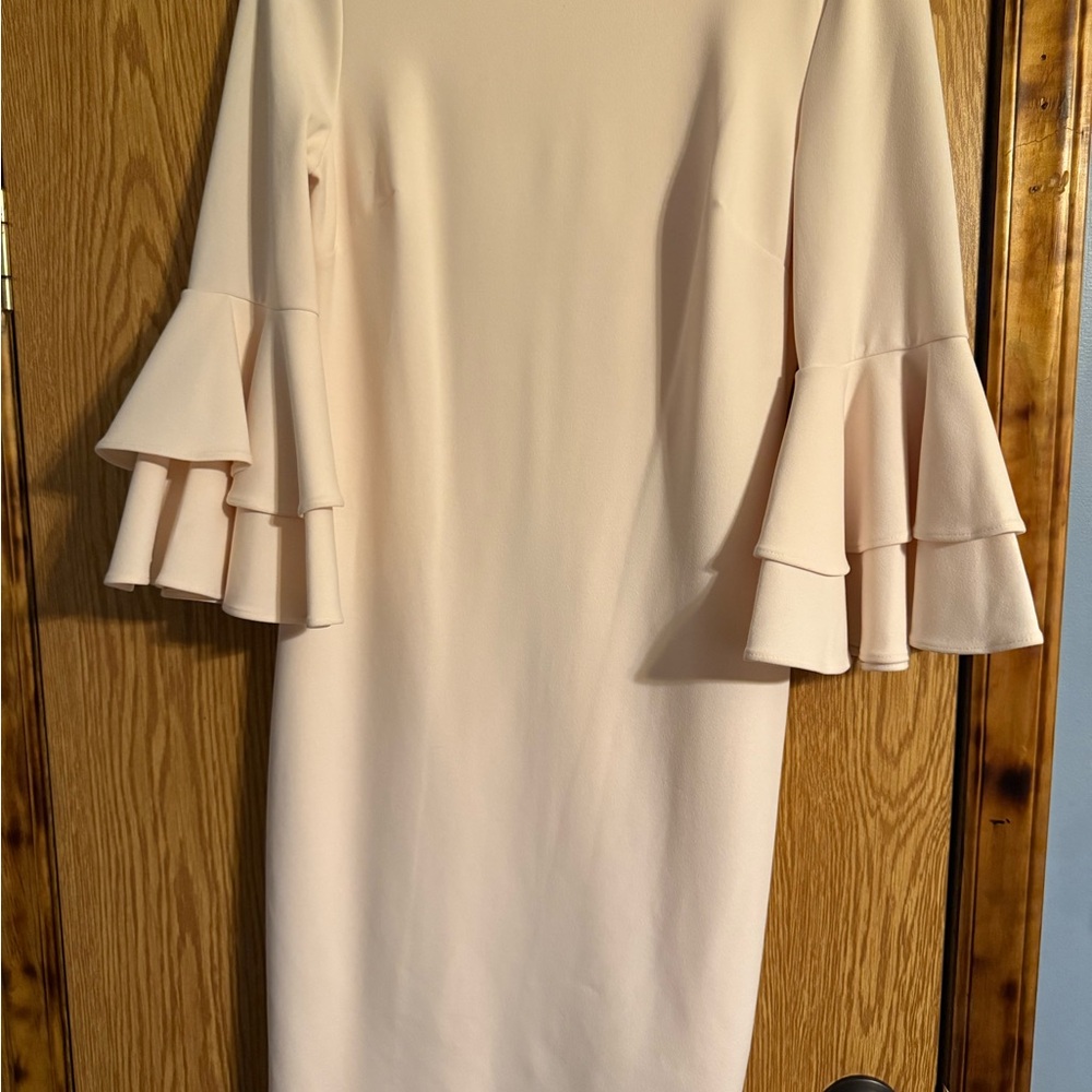 Calvin Klein Cream Flowy Sleeve Midi Dress